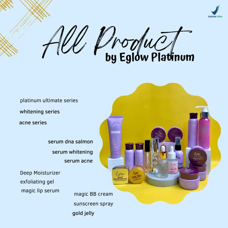 Eglow platinum paket wajah paket whitening  paket acne / paket ultimate bpom 3