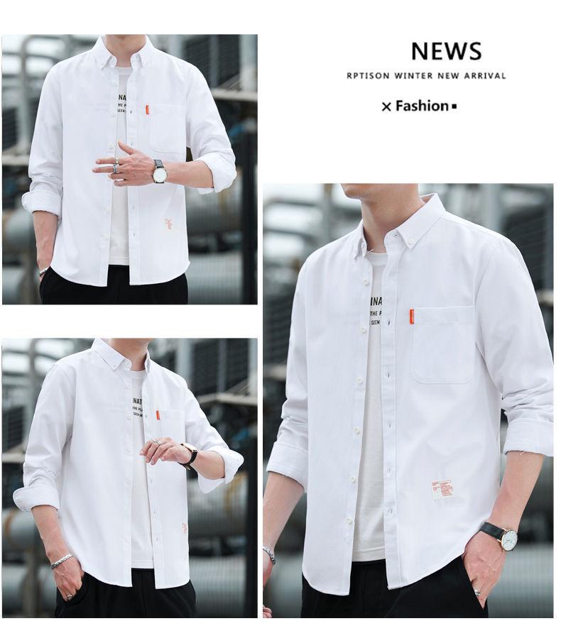 Product Introduction of Áo Sơ Mi Nam Dài Tay Mỏng, Phong Cách Hàn Quốc, Thời Trang, Màu Trơn Quần Áo Thường Ngày Thích Hợp Cho Mùa Xuân Và Mùa Thu, Áo Sơ Mi Đẹp Trai Trẻ Trung, Hàng Mới Về Năm 2024 7