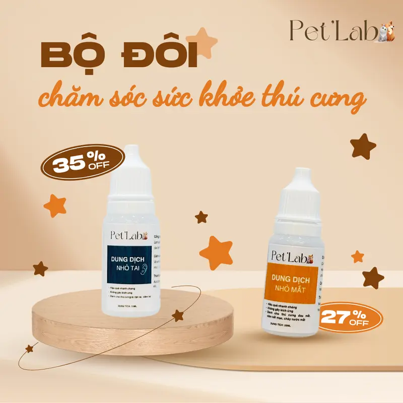 Dung Dịch Nhỏ Rận Tai Cho Chó Mèo PET'LAB có tác dụng làm sạch tai, xử lý rận tai, viêm tai [ Mua 4 lọ tặng 1 lọ ] tặng kèm vitamin + tăm bông. 5