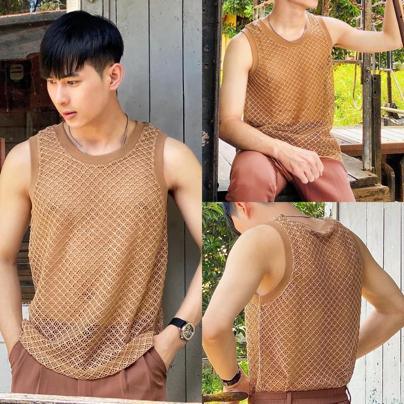 Áo tanktop lưới thời trang ,form regular mặc đi biển ,du lịch [Mã 21]  Menswear 0