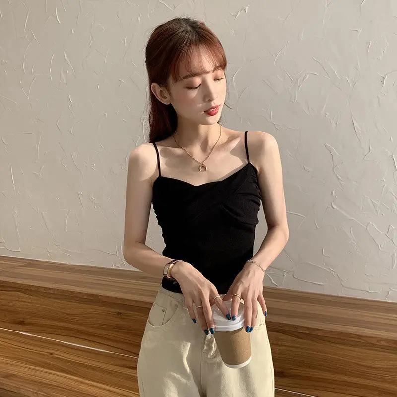 Blackpink Tanktop Olivia Croptop Silang Fit Bahan Rajut Pakaian Wanita Style Korea 4038 1