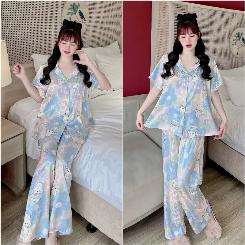 ĐỒ BỘ BIGSIZE LỤA GẤM IN 55-100kg - ĐỒ BỘ CAO CẤP - Quần Áo Nữ