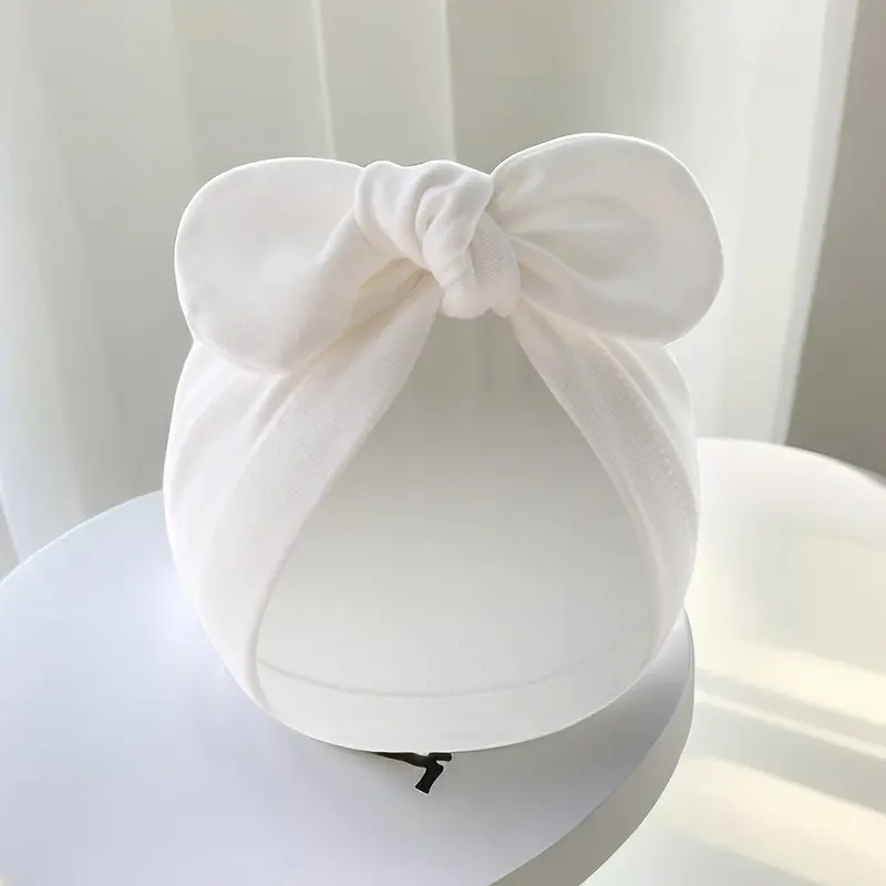 Mũ Turban Cho Em Bé Gái, Mềm Mại Và Đàn Hồi, Nơ Thắt Nút Dễ Thương, Mũ Len Nhà Trẻ, Cho Trẻ Sơ Sinh