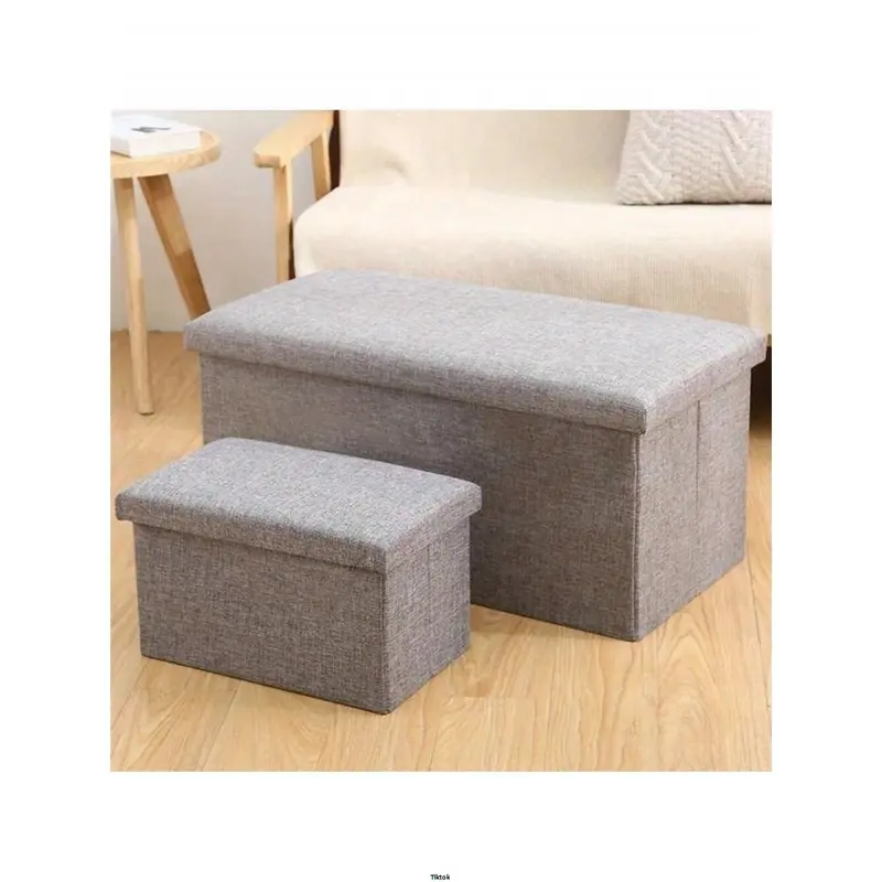 FootStool Foot Pouffe Folding Stool Seat Pouffe Ottoman Storage Folding Linen Large Double Foot Storage Boxes Grey Storage Ottoman Makeup Seat Stool Storage Box 6