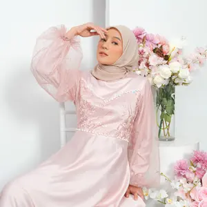 Sandra Dress Gaun Pesta Mutiara Lebaran 2025 Muslimah Wanita Mewah Dewasa Gamis Kondangan Remaja Maxi Simple