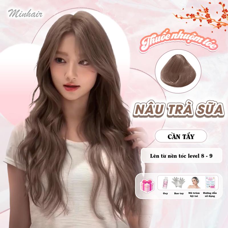 Thuốc nhuộm tóc Trà Sữa tặng kèm oxy trợ dưỡng và bao tay Đổi Màu Tóc Nam Nữ Women Serum