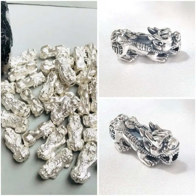 Phụ kiện mix vòng charm tỳ hưu chiêu tài hút lộc bạc ta và thái mix 8ly 10ly 12ly đều được