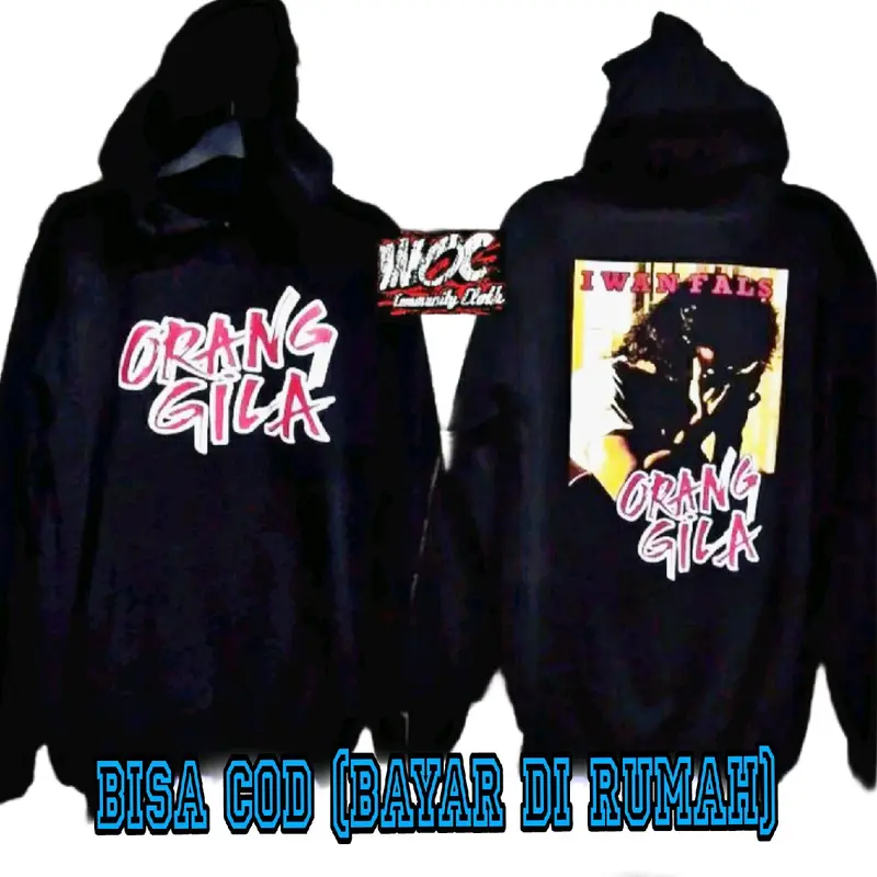 sweater Iwan Fals Orang Gila hoodie hitam tebal 0