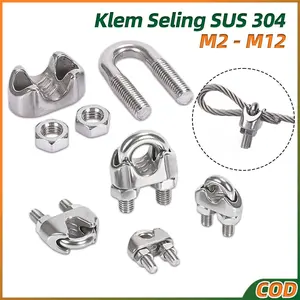 5 Klem Sling Seling Kabel Kuku Macan 2mm 4mm 5mm 6mm 8mm 10mm 12mm Stainless Steel 304 | 5PCs 2-12mm Stainless Steel Wire Rope Clip Cable Clamp U-shaped Wire Rope Clamp U-clamp Heavy Duty