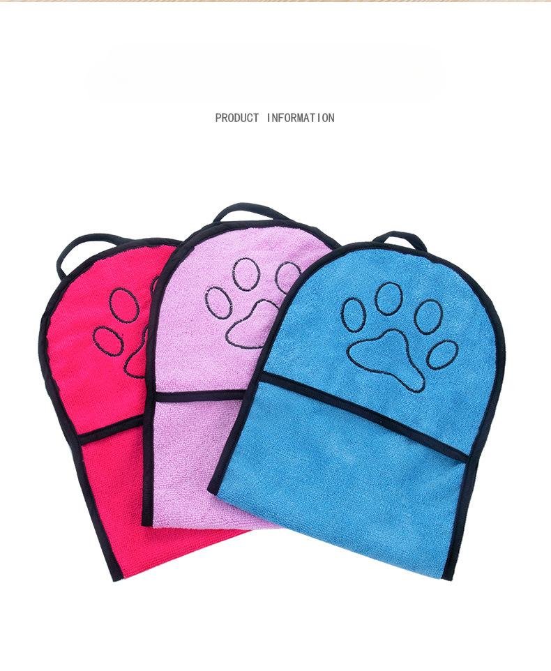 Product Introduction of Soft Dog Bath Robe Towel Quick Dry Pet Towel Fiber Absorbent Cat Bath Towel Convenient Pet Cleaning Washcloth Dog Accessories 8