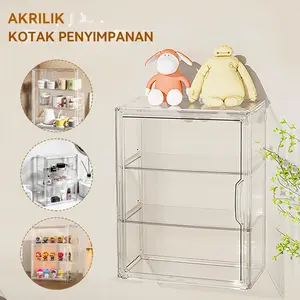 Kotak Penyimpanan Akrilik Transparan Blind Box Stand Kotak Penyimpanan Akrilik Tahan Debu Rak Display Desktop Transparan Kotak Display Penyimpanan Multi-Kompartemen