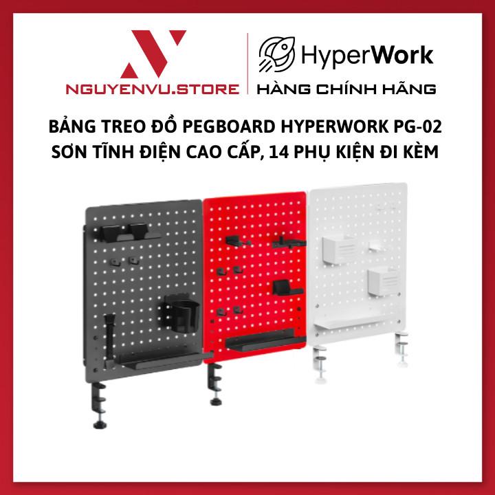 Bảng treo đồ Pegboard HyperWork PG-02 (PG02) Sơn tĩnh điện cao cấp, 14 phụ kiện đi kèm - Hàng chính hãng