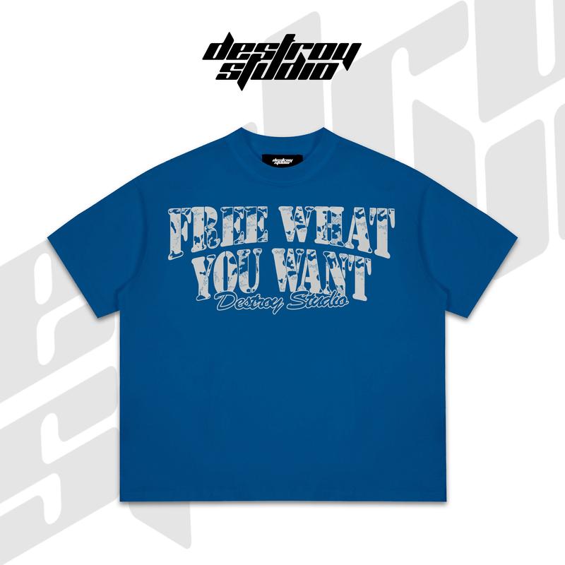Áo thun BOXY FREE WHAT YOU WANT - BOXY Cotton - Brand Destroy Studio Menswear Nam Cổ Tròn Kem Unisex fmt quang hùng áo  chữ áo phông