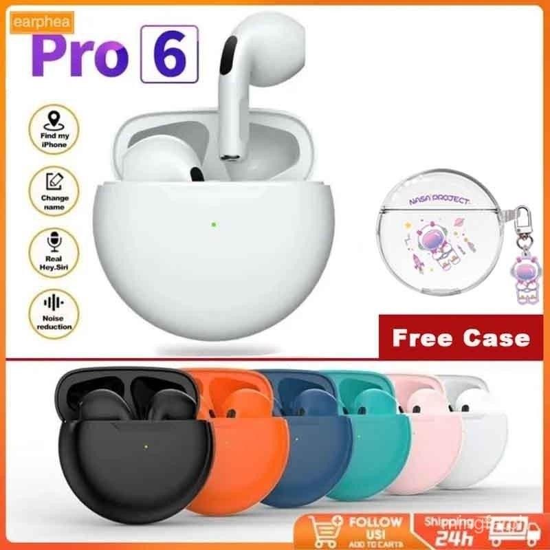 Tai nghe Bluetooth không dây, tai nghe Pro6 TWS, có hộp sạc, điều khiển cảm ứng, tai nghe âm thanh nổi HiFi, thích hợp cho âm nhạc