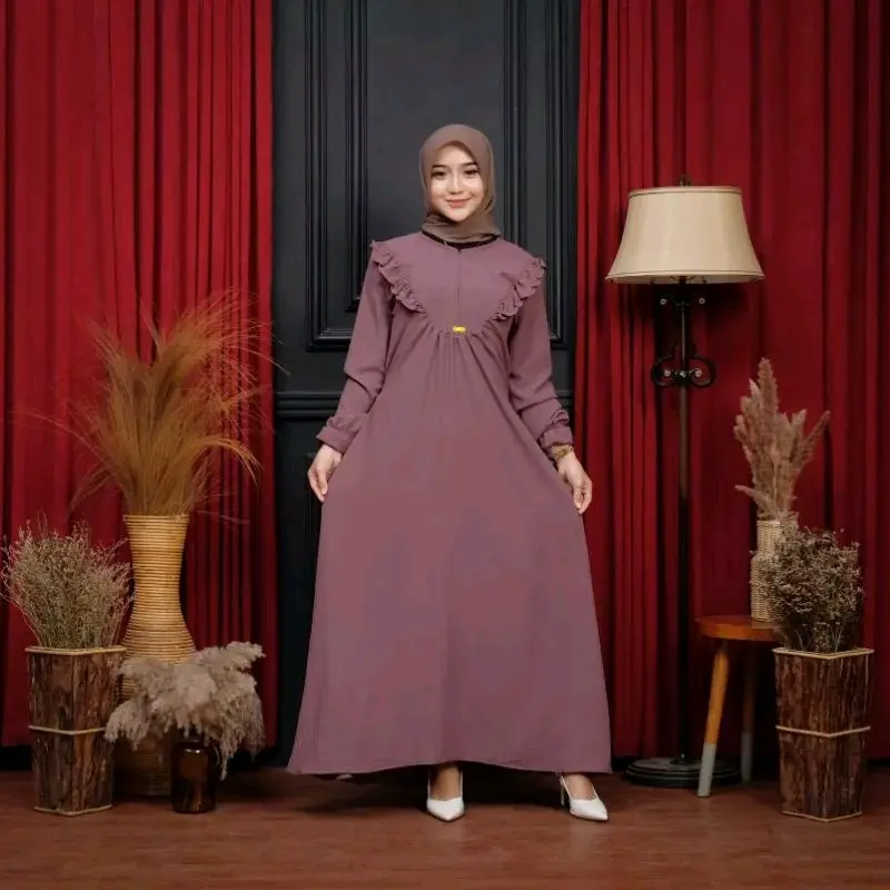 GAMIS SAMIRA CRINKLE AIRFLOW TERBARU LD 110CM // GAMIS WANITA muslimAH CRINKLE AIRFLOW muslim panjang wudhu Dress  Syari Polos Hitam Cantik Nyaman Menyusui Pink Dewasa Simple Maxi Dewasa Simple Remaja Mewah Kondangan Pesta 5