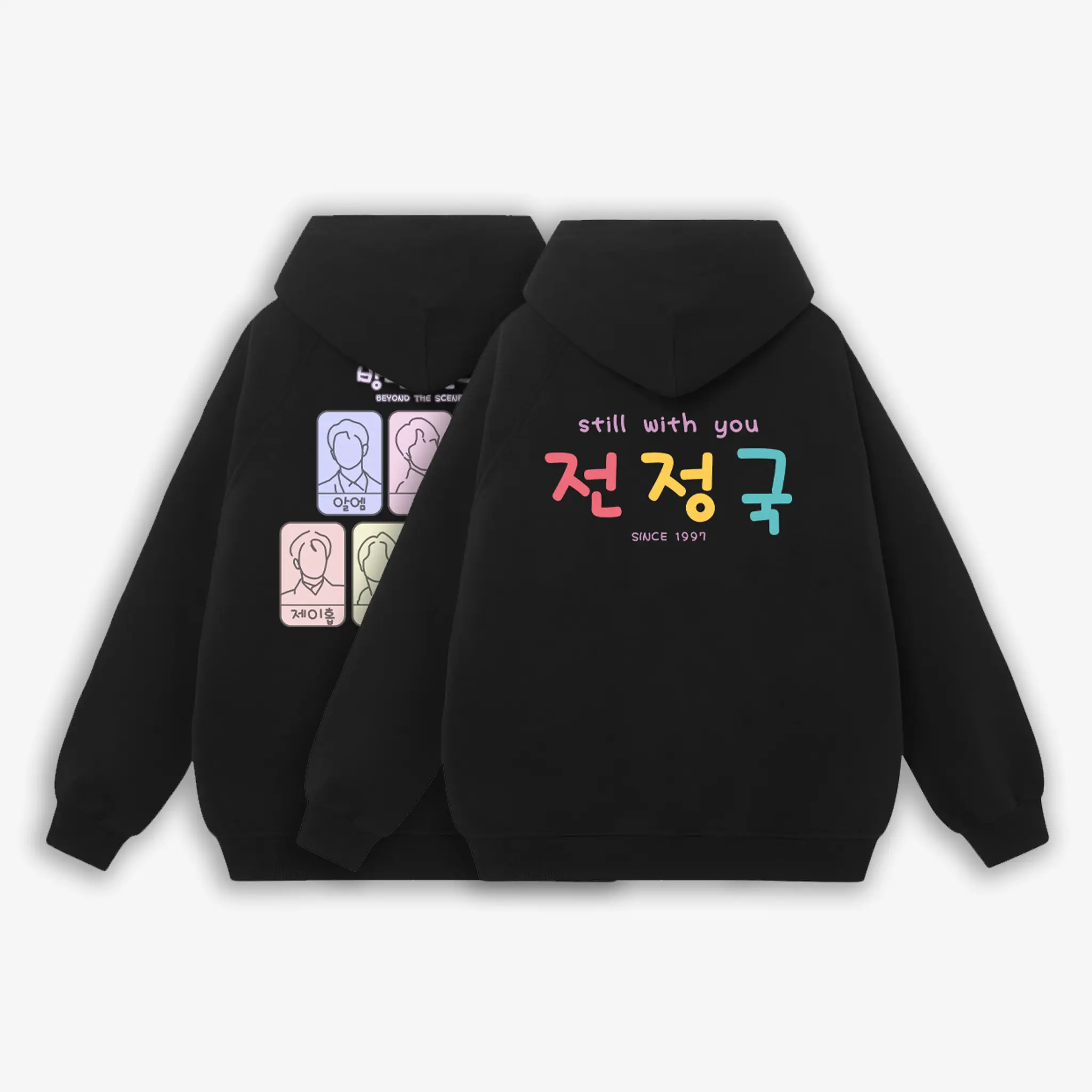 BANGTAN BLACK HOODIE COLLECTION - Áo hoodie nỉ bông BTS unisex oversize màu đen