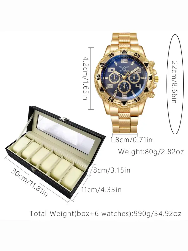 Men's Business Round Dial Analog Quartz Watch Set, Men's  Watches for Men Luxury Watches Watch Set with Box, Fashionable Wristwatch Set for Men As Gifts 1