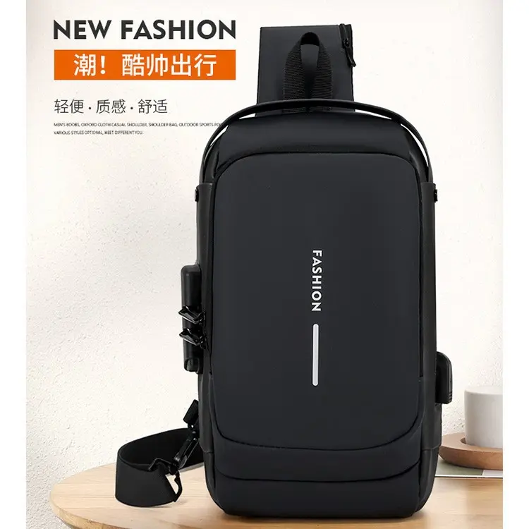 Chest Bag Men's Multifunctional Password Lock Waterproof Crossbody Bag Business Shoulder Bag Trendy All-Match Men's Chest Bag