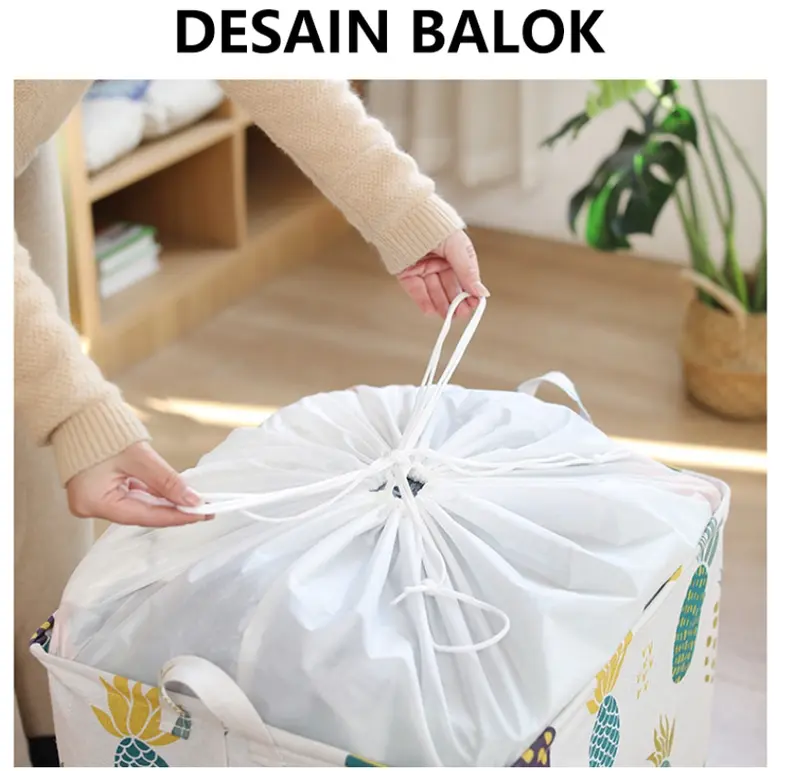 Storage Bag Jumbo 100 Liter Laundry Bag Keranjang Baju Tempat Mainan Dengan Tutup Serut 2