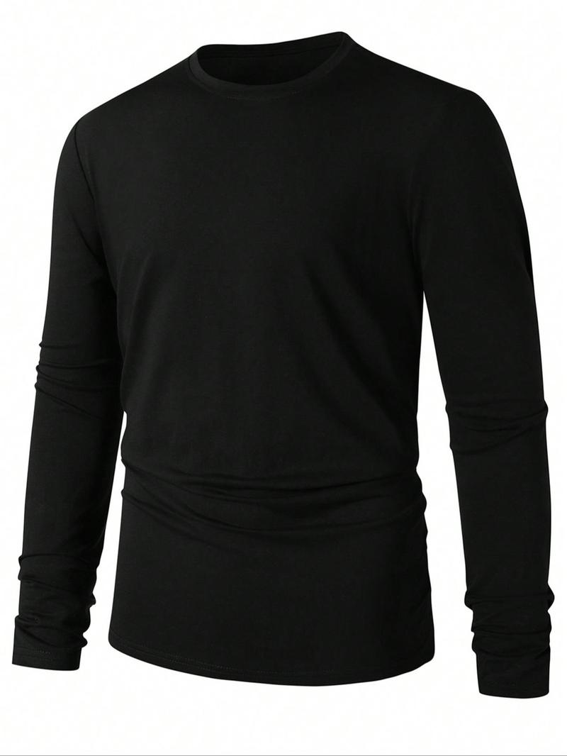 Product Introduction of 【Plus Size】 Solid Long Sleeve Tee, Casual Comfy T-shirt for Fall & Winter, Men's Clothes for Daily Wear 4