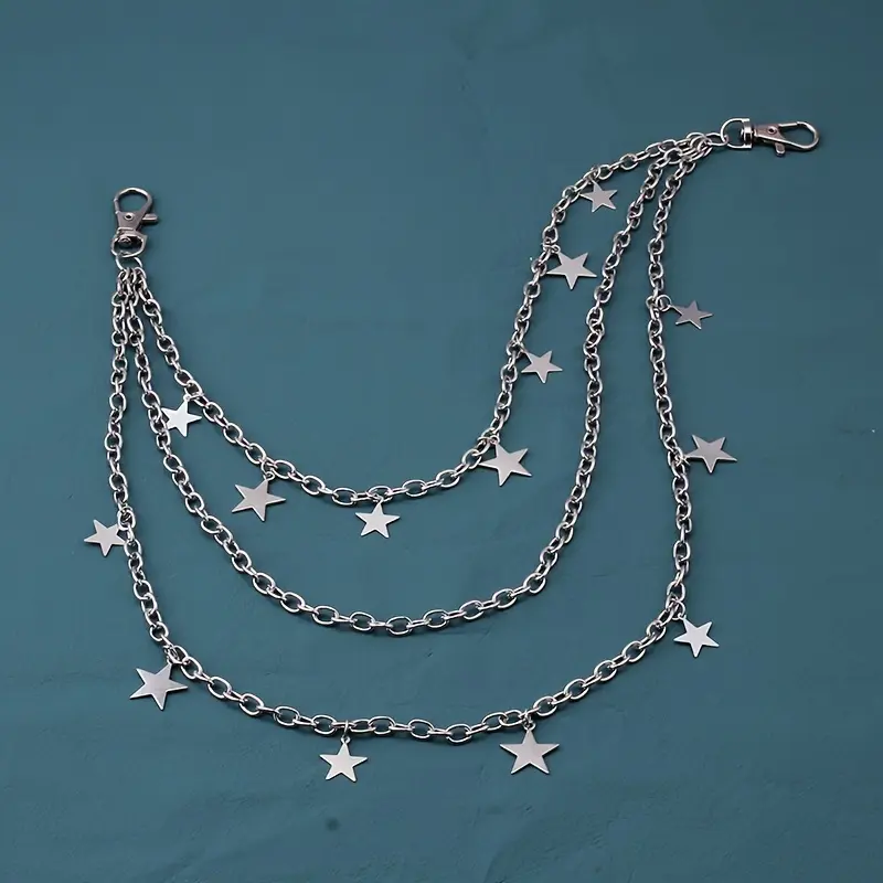 [Layered Chain Punk Star Pendant] Fashion Punk Star Pendant Layered Chain, Ideal For Skirts, Pants And Jeans, Belt Accessories, Gifts 3