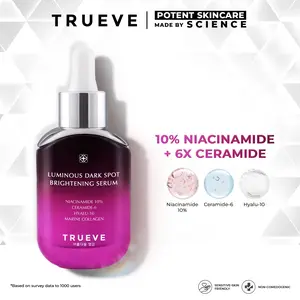 TRUEVE Luminous Dark Spot Brightening Serum - Serum Pencerah Muka dan Penghilang Flek Hitam Menjaga Skin Barrier Cocok Untuk Semua Jenis Kulit dan Kulit Kusam (10% Niacinamide + 6X Ceramide)