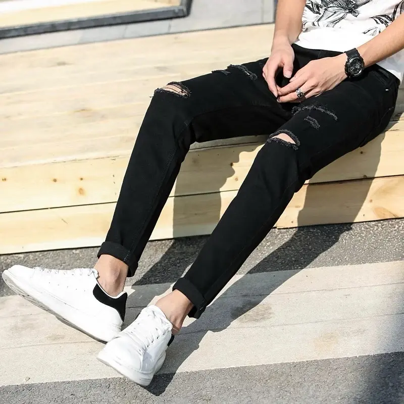Quần jean nam co giãn, quần bò dài đen rách xước cao cấp thời trang MURADFASHION1 QJNA300 4