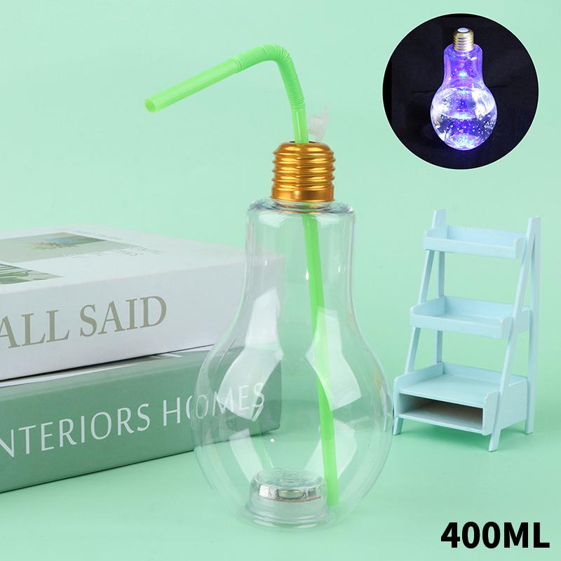 Product Introduction of 1Pc 200to500ml Creative Clear Artificial Fake Light Bulb Shaped Bottle Can Emit Light Drink Cup Juice Bottle Party Decor 38