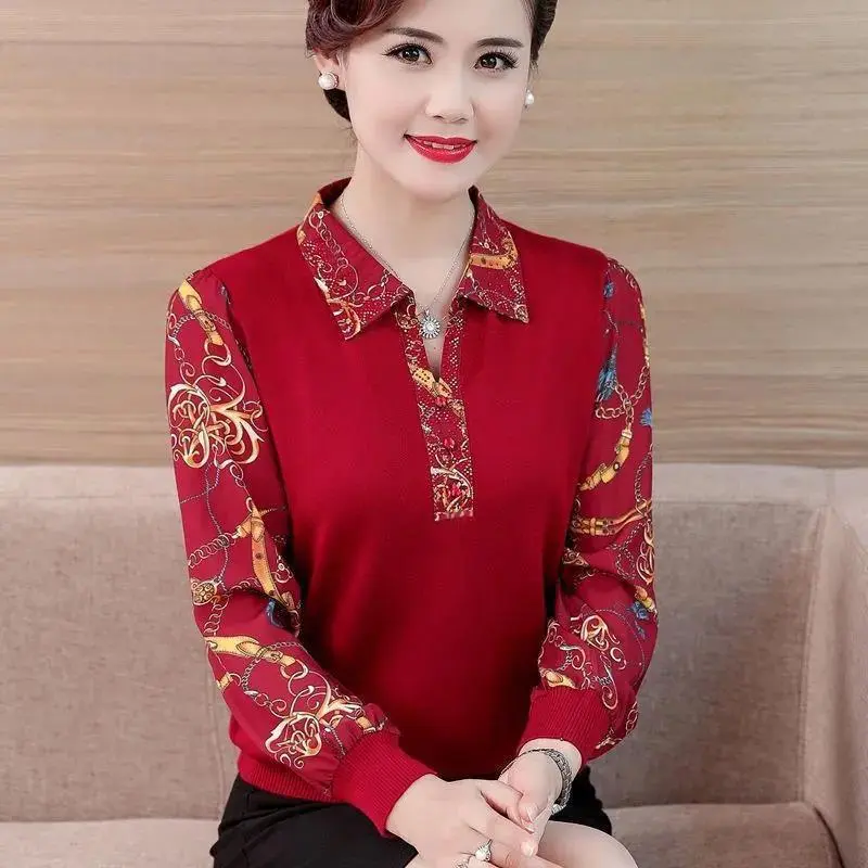 Áo Cho Mẹ Trung Niên, Hàng Mới Về 2023, Thích Hợp Cho Mùa Xuân, Mùa Thu Và Mùa Hè, Áo Lớp Đế, Dài Tay, Dáng Rộng, Cỡ Lớn, Có Thể Mặc Ngoài, Có Thể Mặc Làm Áo Phông, Dành Cho Nữ 0