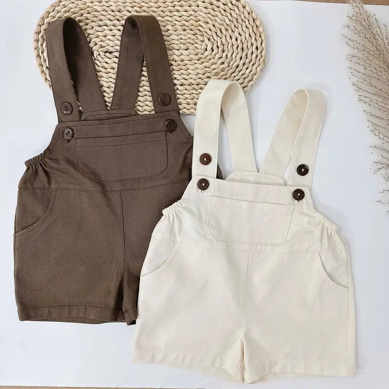 [BeHan] Yếm  sooc ngắn Kaki mềm basic cho bé trai, bé gái 8-17kg - Q25B4 2