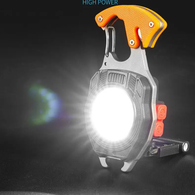 (Penghantaran dari Malaysia) Lampu Rantai Kunci Mini Pelbagai Fungsi Luaran Lampu Kecemasan LED Lampu Merah Amaran Lampu Kerja Penjerapan Magnetik Kuat TYPE-C Lampu Wisel Boleh Dicas Semula Home Lighting Portable