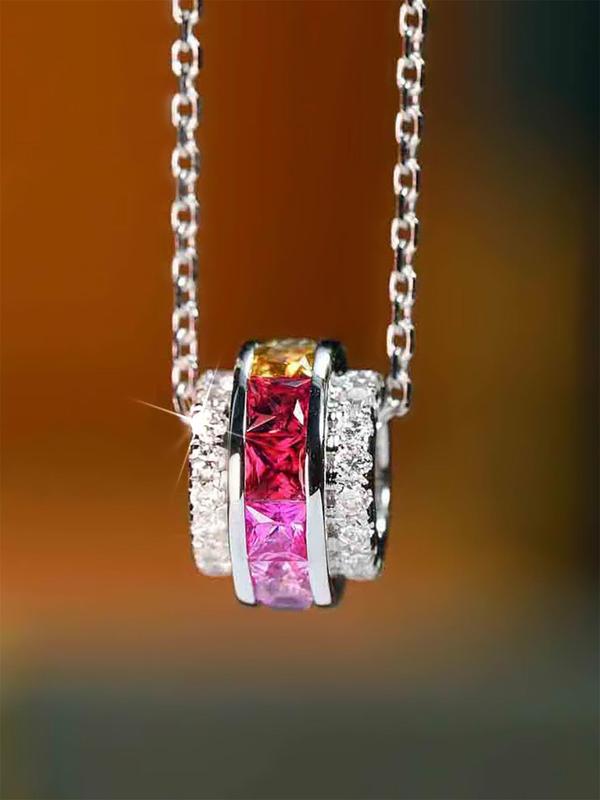Artificial Zircon Decorated Pendant Necklace for Women, Elegant Jewelry for Party, Daily Clothing Decor, Trendy All-match & Exquisite Jewelry for Birthday Gift 4