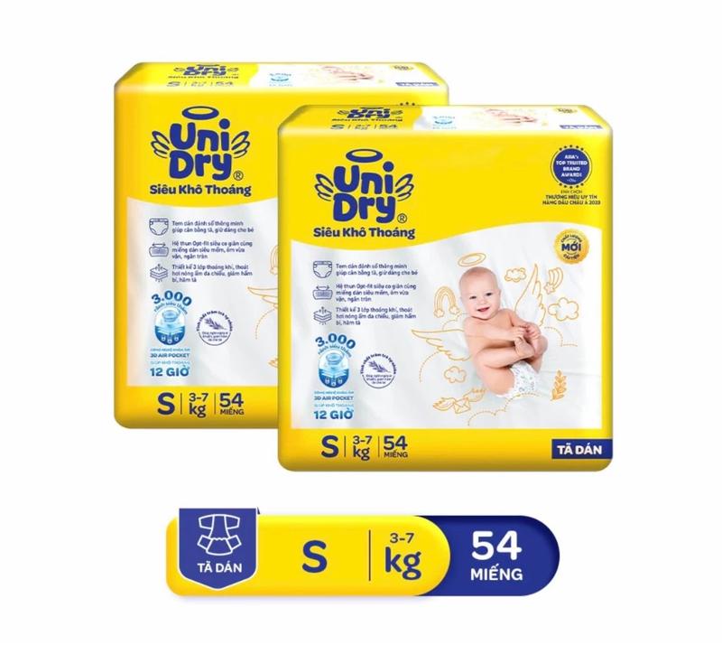  COMBO 2 Tã dán Unidry Size S54 cho bé 3-7 kg   Siêu khô thoáng bim chobe 