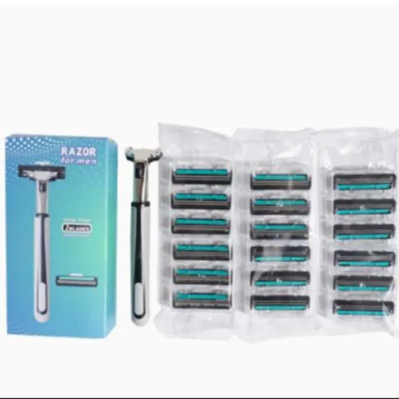 Manual Razor Blade Set, 18pcs Replaceable Razor Blade Heads & 1 Count Razor Handle, Professional Shaving Tool for Men 0