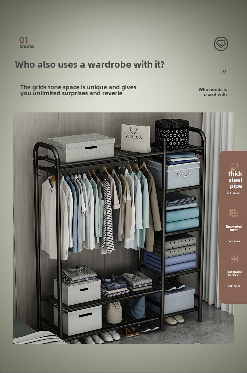 Product Introduction of Wardrobe Home Bedroom Clothes Rack Open Simple Wardrobe Rental Room Modern Simple Large Capacity 1