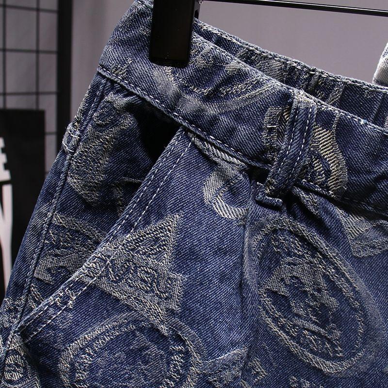 Product Introduction of Quần Soóc Denim, Xu Hướng Phong Cách Mỹ, In Cao Cấp, Dành Cho Nam Giới, Mặc Mùa Hè, Dáng Rộng Vừa Vặn, Quần Dài Đến Đầu Gối Thẳng, Với Đồ Trang Trí, Quần Soóc Cướp Biển Đẹp Trai Menswear 10