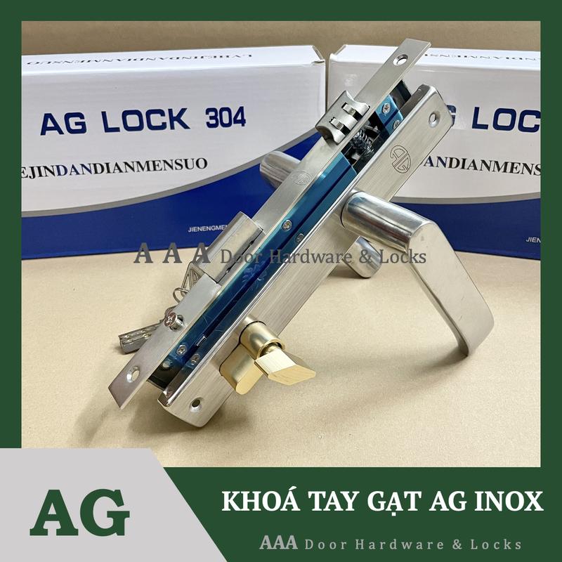 [Giá Xưởng] Khóa tay gạt cửa nhôm AG inox 304 lắp hệ việt pháp, hệ 700, hệ 1000, sắt hộp 3x6, hộp 4x8
