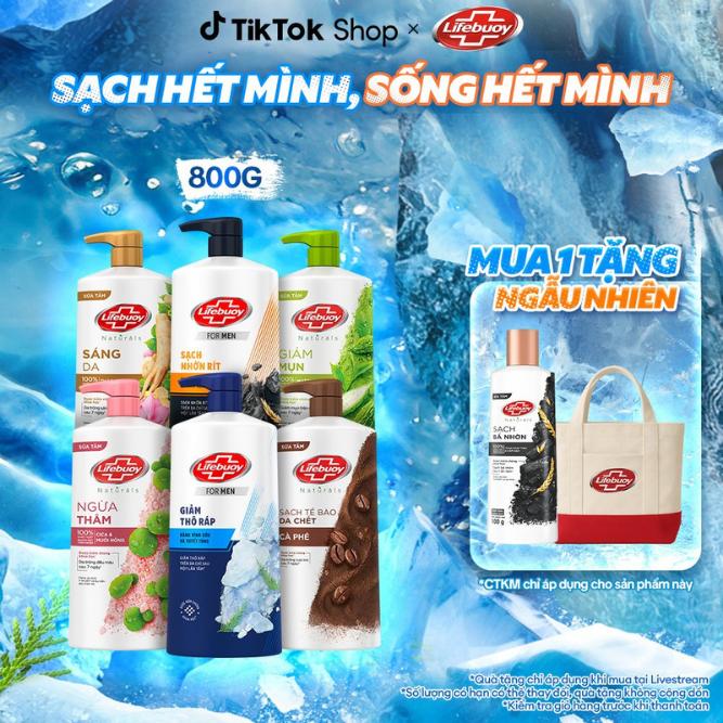 KOL Live 6 Sữa Tắm Lifebuoy Detox Chiết Xuất Matcha & Khổ Qua Hỗ Trợ Da Khỏi Vi Khuẩn Gây Mụn Chai 800g - Cho Nam & Nữ 6