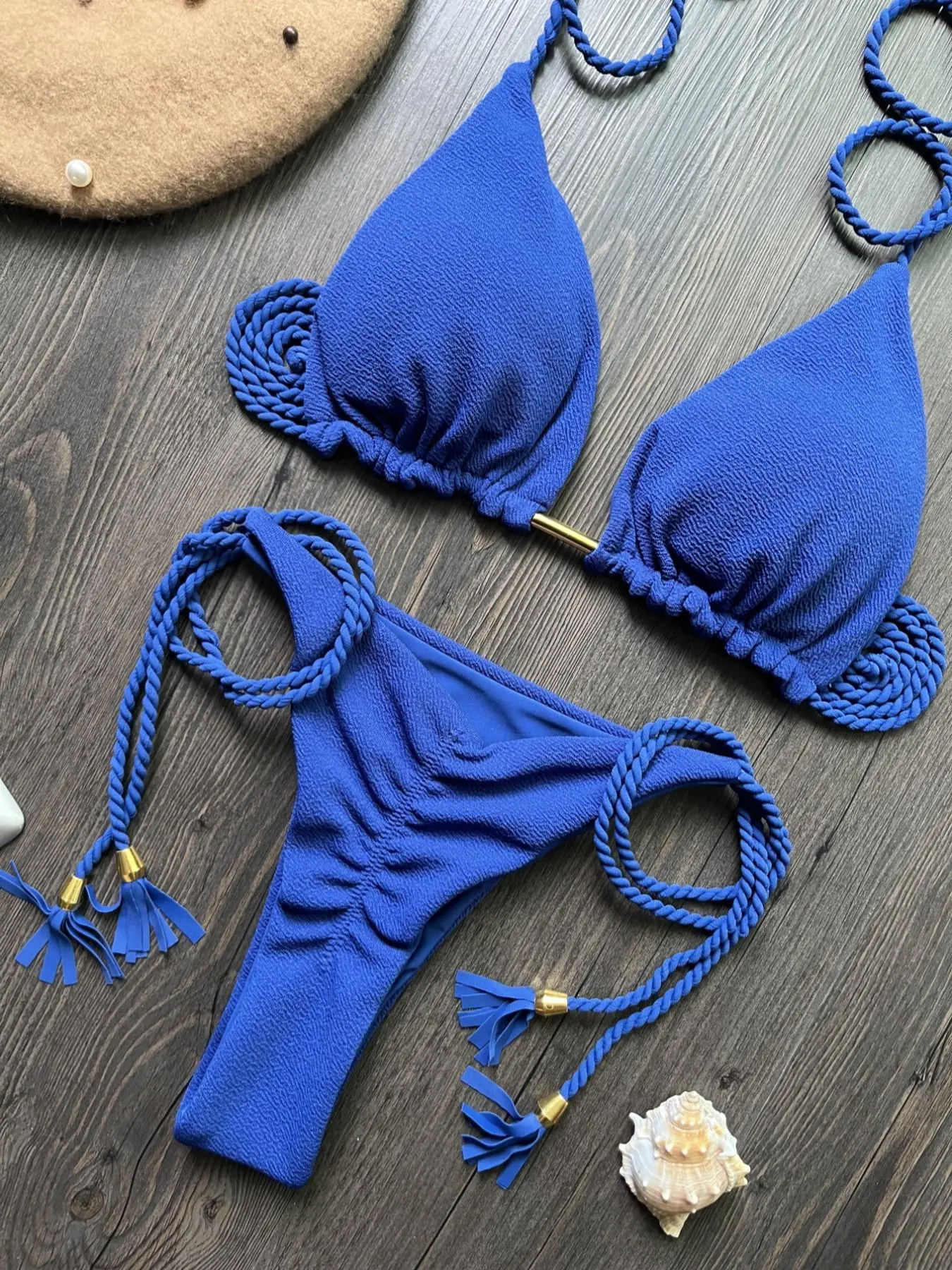Two-Piece Set Women's Solid Color Bikini Set, Casual Fashion Chic Swim Bra & Swim Panty Set, Ladies Swimsuit for Beach Holiday Vacation
