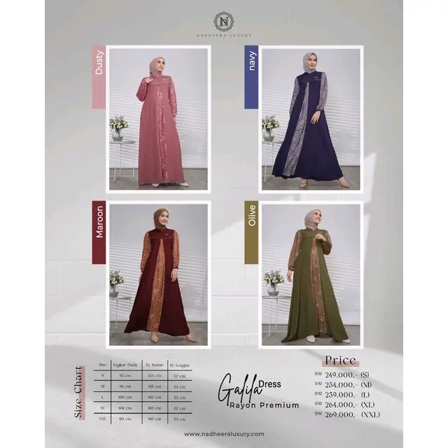 GALILA DRESS BY NADHEERA LUXURY ORI GAMIS WANITA MUSLIMAH DRESS WANITA BAJU MUSLIM WANITA
