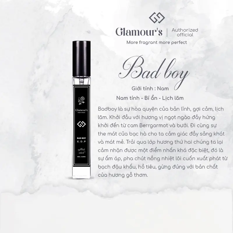 NGUYEN THANH SON S  [ Glamour's Bad Boy ] Nước Hoa Nam Nguyên Liệu Nhập Pháp Hương Thơm Nhẹ Nhàng Cuốn Hút, Chai chiết dạng Xịt 10ml