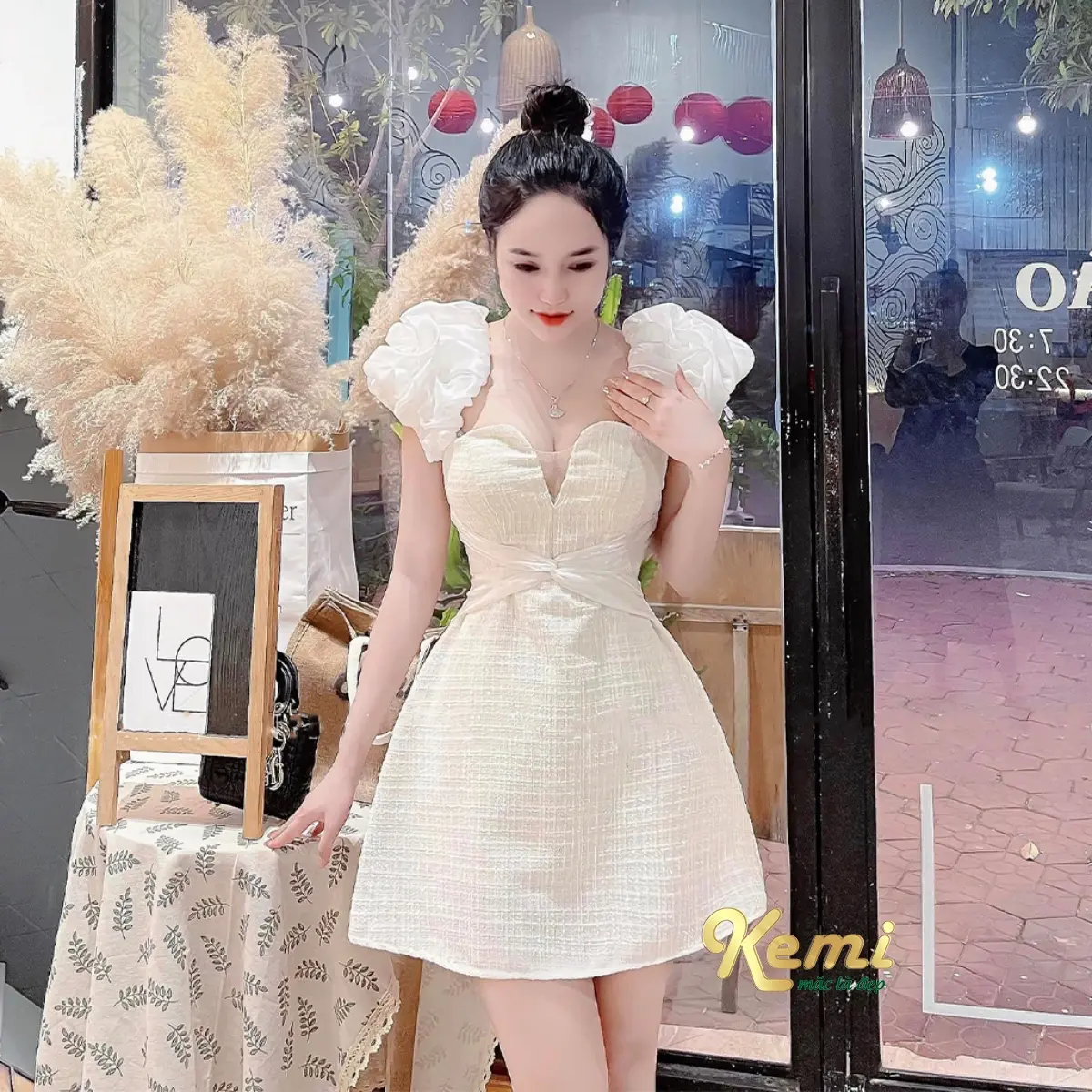 Váy Dạ Tweed 2 lớp xẻ lưới 2 dây vai bèo dáng suông corset ulzzang Kemi Dress Đầm dự tiệc Nữ Denim