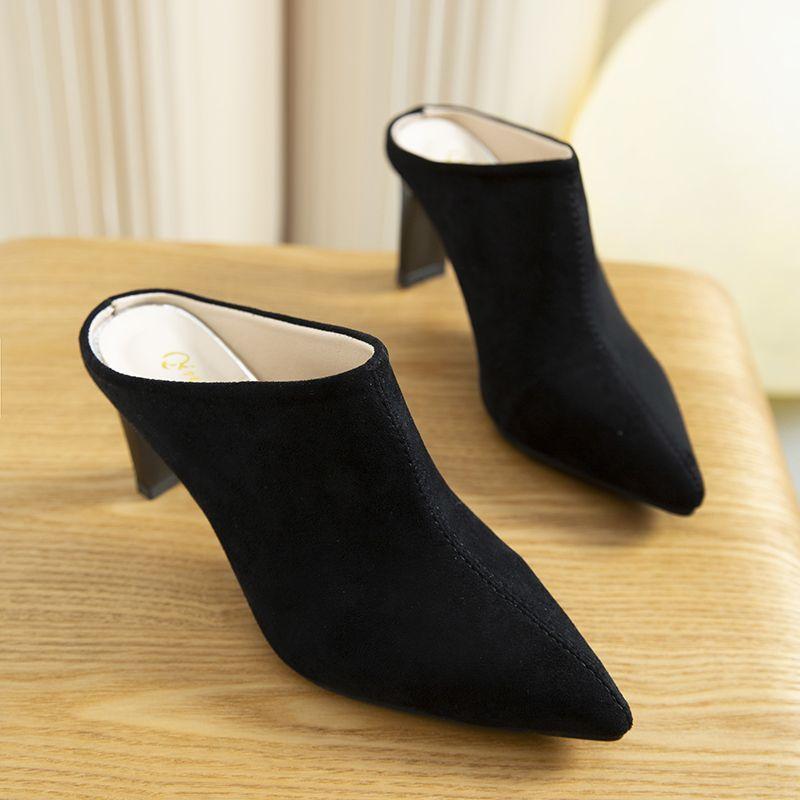 Product Introduction of Dép Lê Nửa, Thời Trang Pháp Thanh Lịch, Phong Cách Mùa Hè, Mũi Nhọn, Có Thể Đeo Ngoài Trời, Dép Giày Cao gót, Dành Cho Nữ, Hàng Mới Về Năm 2024, Bó Sát, 2023 17