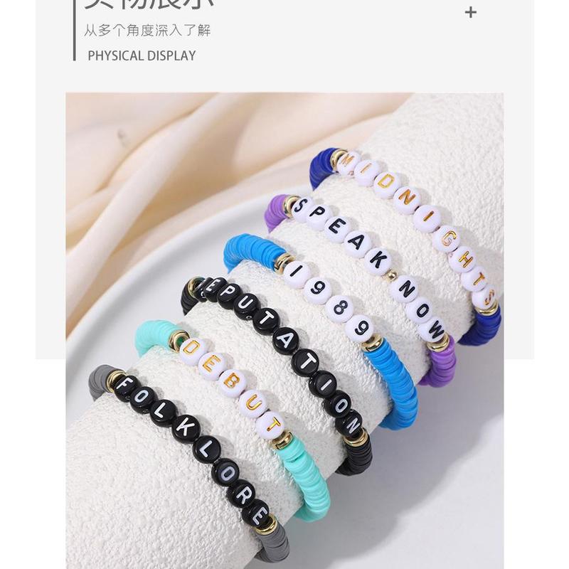 Fashion Bracelet Handmade European and American Taylor Swift Oval Fan Soft Pottery English Alphabet Bracelet Bracelet Small Fresh Ladies Bracelet, SL111611SG. 5