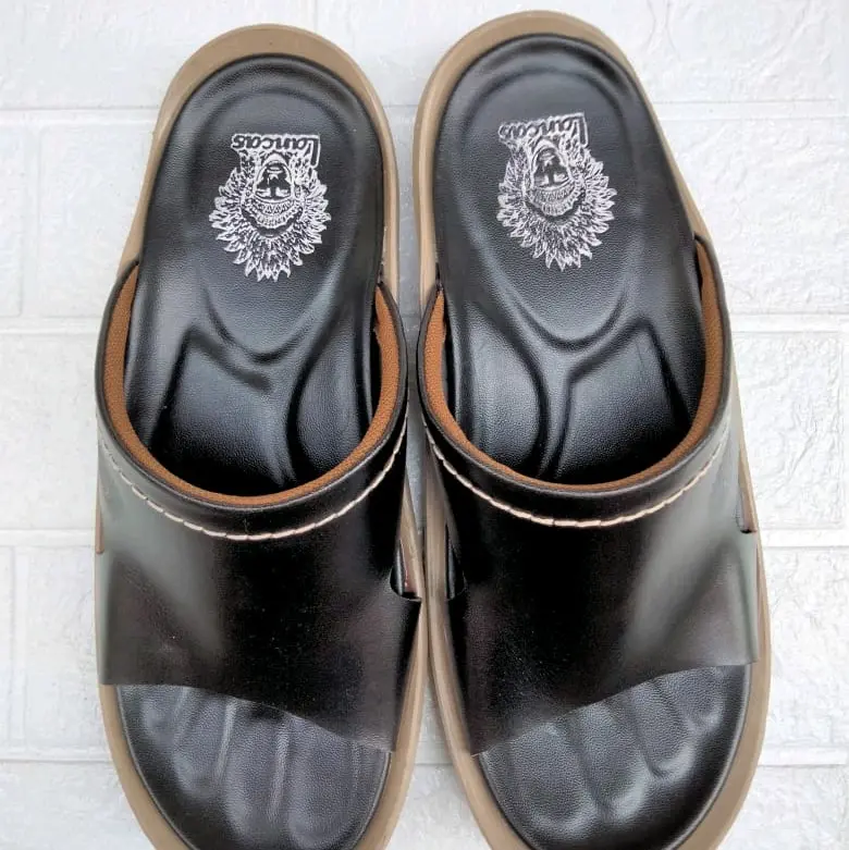 sandal pria kulit asli sole tebal Hak Datar 4