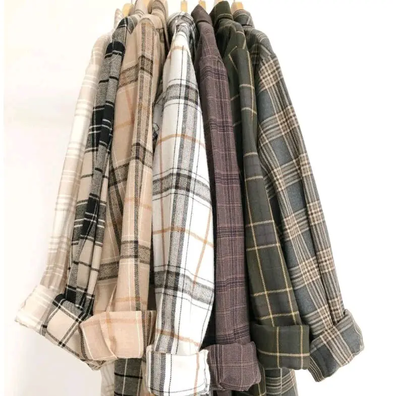 KEMEJA FLANEL LENGAN PANJANG PREMIUM MURAH ATASAN WANITA V-Neck