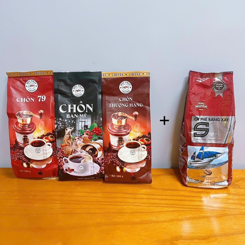 Combo 2kg - (1 thượng hạng, 1 chồn 79, 1 chồn ban mê, 1 rang xay Trung Nguyên  S500g) Cafe Coffee Cà Phê