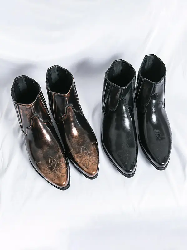 Men's Fashionable Plain Color Short Boots, Casual Comfortable Pointed Toe Ankle Boots for Daily Wear, Fashion Shoes for Party, Daily Clothing Decor, Valentine's Day, Gift 2