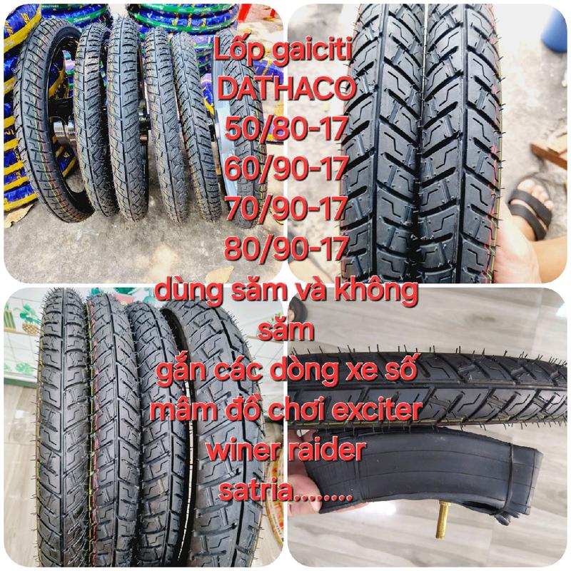 Lốp xe máy gai citi DATHACO dùng cho cá dòng xe số sirius wave dream satria sonic và mâm xe đồ chơi exciter winner raider satria sonic Phụ Kiện Cao Su Phụ Tùng không vỏ rosso cặp maxxis 60 70 dunlop 60 70 40 màu