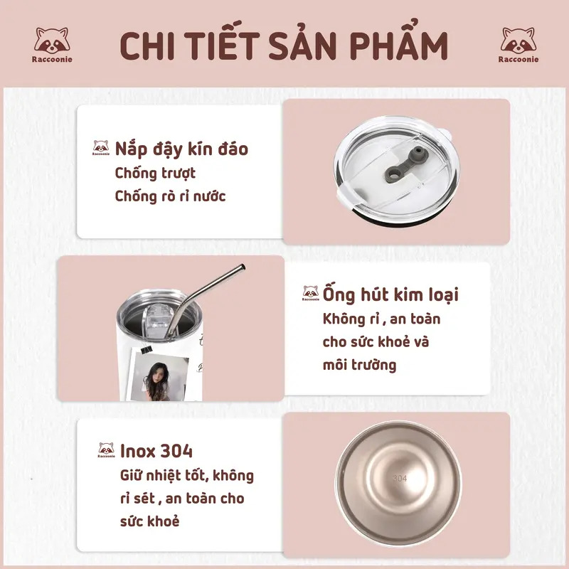 Ly Giữ Nhiệt In ảnh Theo Yêu Cầu - bình giữ nhiệt in hình Theo Yêu Cầu, Bình Giữ Nhiệt Cao Cấp -  Raccoonie - TB002 3